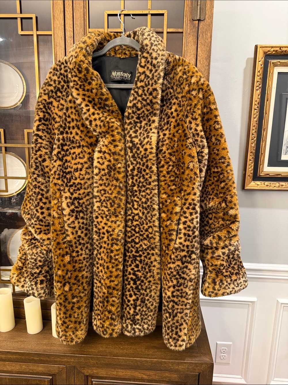 ✨ VINTAGE Monterey Fashions Leopard Print Faux Fur Teddy Coat ✨